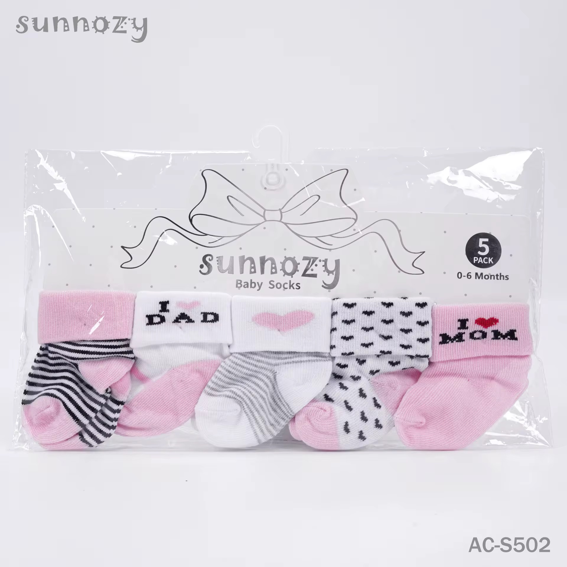 Sunnozy Baby Socks 5pcs 0-6 months Pink - View 2