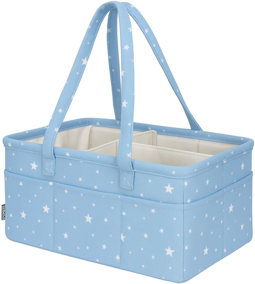 Baby Diaper Caddy 3-Compartment- Blue - View 2