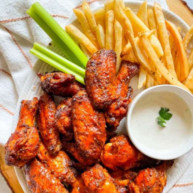 French fries with spicy wings 3