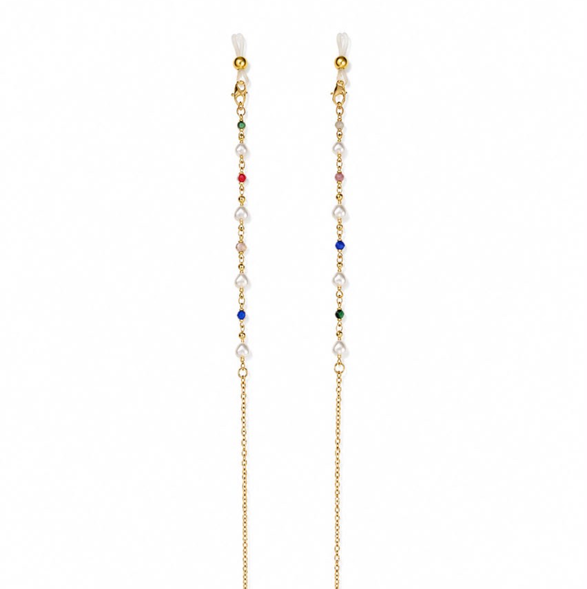 HEART SHAPED PEARL & MUTI- COLORED EYEWEAR RETAINERS (METAL) - View 2
