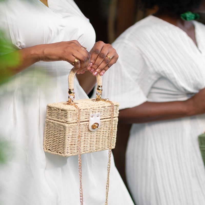Abena Selim Raffia Woven Bag—Cream - View 2