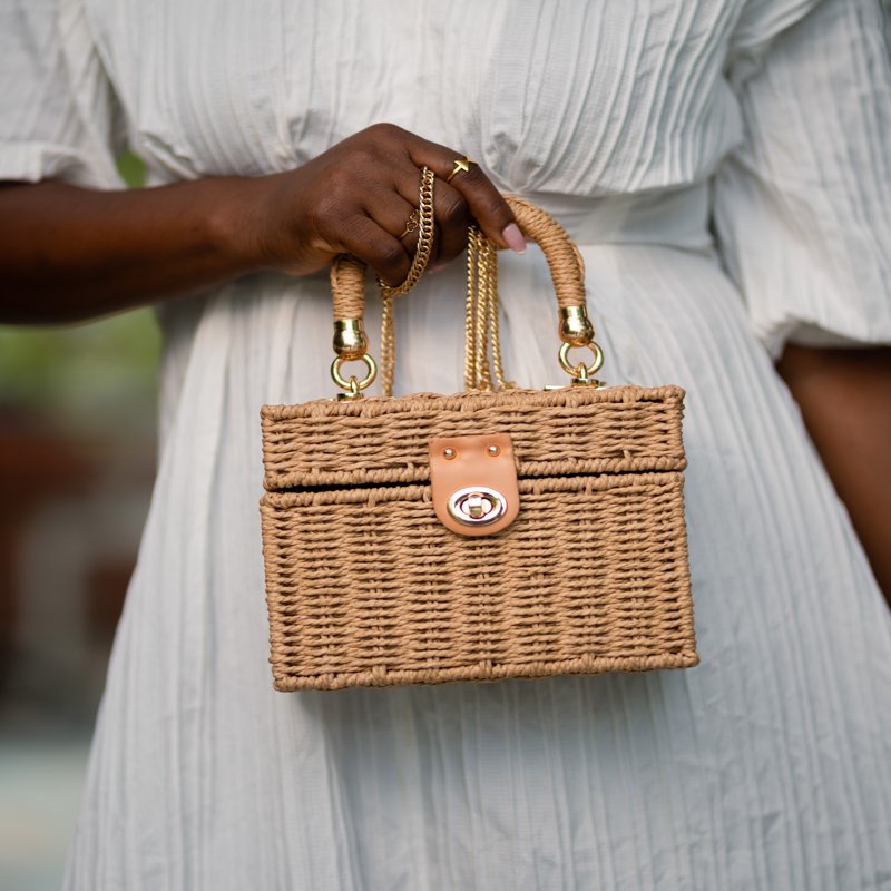 Abena Sala Khaki Woven Handbag - View 2