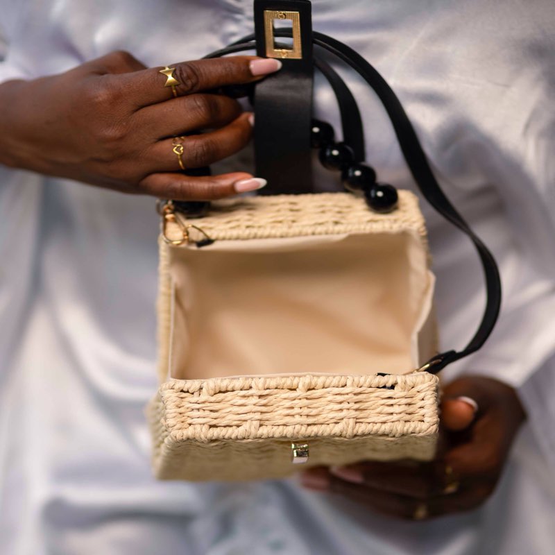 Fobiwaa Handwoven Raffia Bag—Cream - View 2