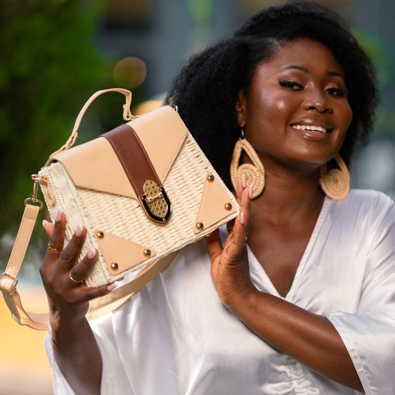 Ada Woven flap Box Bag—Cream - View 3