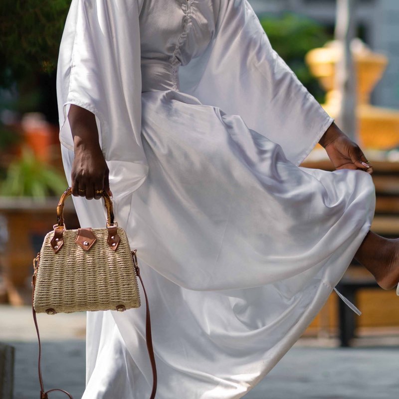 Akua Vida Bamboo Handle Bag—Cream - View 2