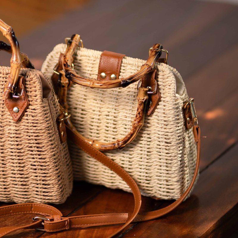 Akua Vida Bamboo Handle Bag—Cream - View 3