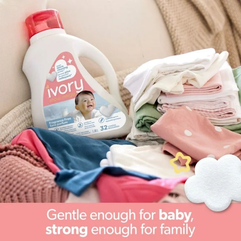 Ivory Snow 1 Newborn Baby Liquid Laundry Detergent, 1.36 L - View 4