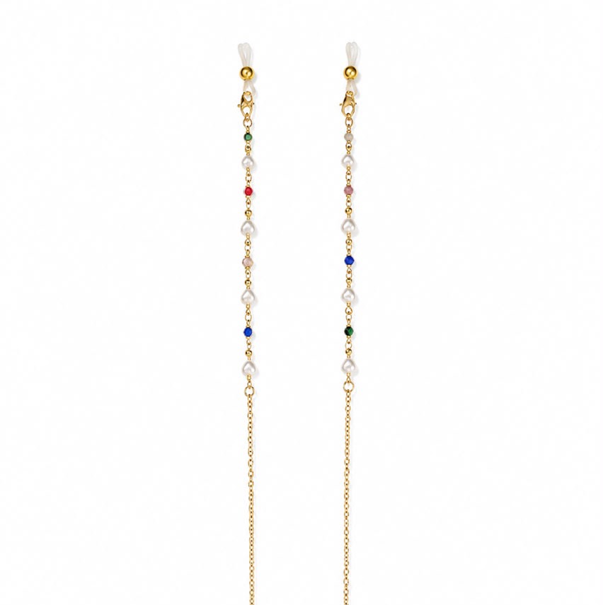 HEART SHAPED PEARL & MUTI- COLORED EYEWEAR RETAINERS (METAL)