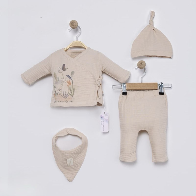 Newborn 4Pcs set Beige
