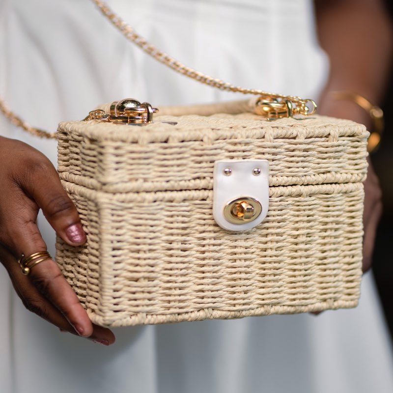 Abena Selim Raffia Woven Bag—Cream