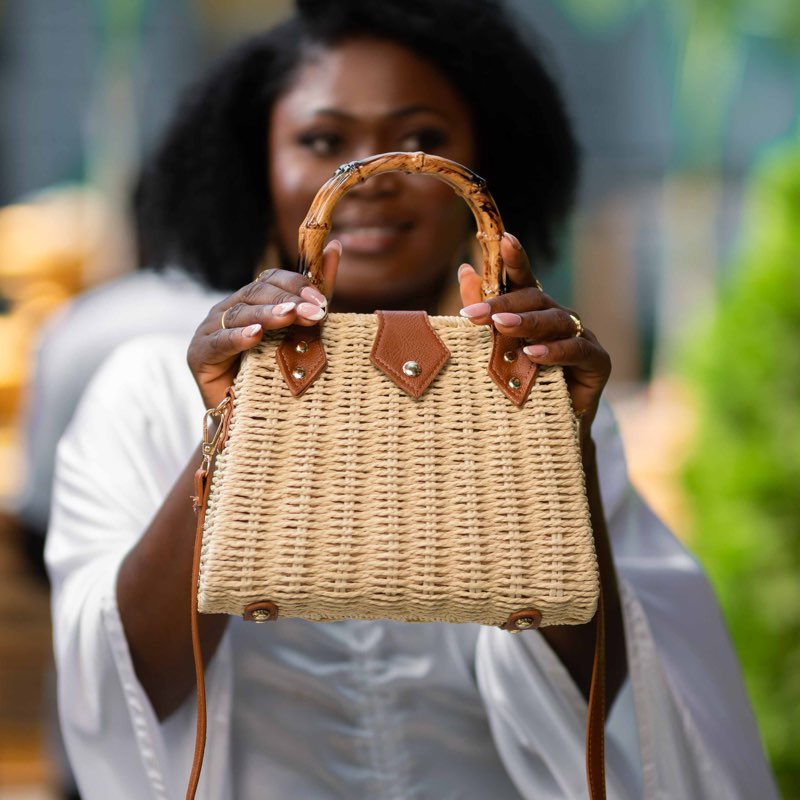 Akua Vida Bamboo Handle Bag—Cream