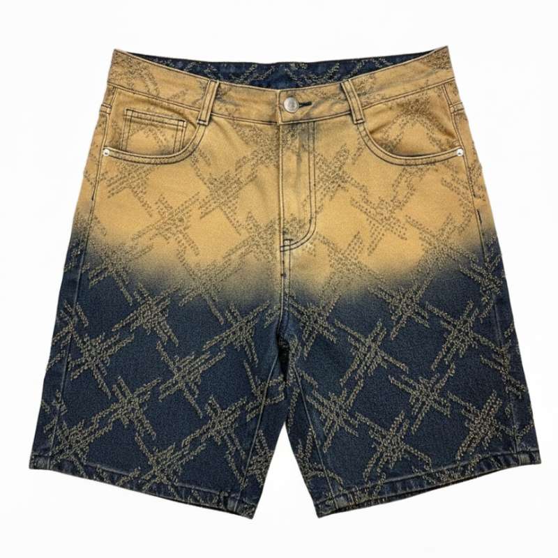 Barbed Gradient Denims Shorts